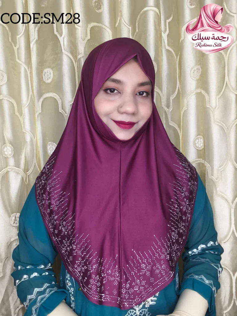 পার্পেল রেইনস্টোন ওয়ার্ক হিজাব SM28
