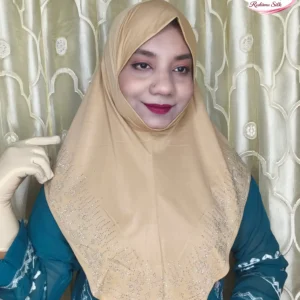 বেইজ রেইনস্টোন ওয়ার্ক হিজাব SM31