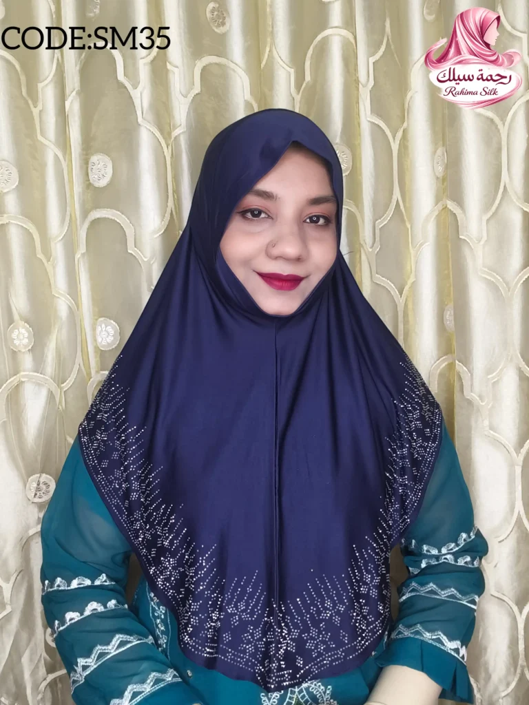 নেভি ব্লু রেইনস্টোন ওয়ার্ক হিজাব SM35