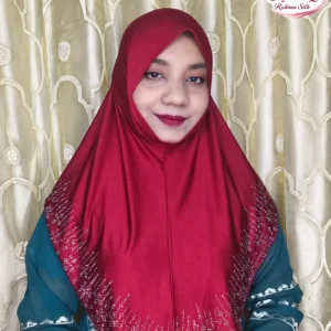 লাল মেরুন রেইনস্টোন ওয়ার্ক হিজাব SM36
