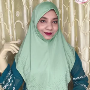 মিন্ট গ্রিন রেইনস্টোন ওয়ার্ক হিজাব SM37