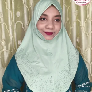 লাইট মিন্ট রেইনস্টোন ওয়ার্ক হিজাব SM42
