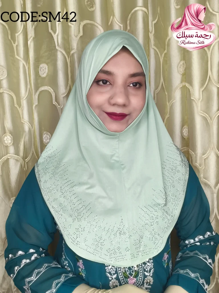 লাইট মিন্ট রেইনস্টোন ওয়ার্ক হিজাব SM42