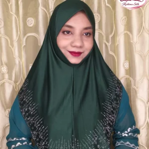 বোতল গ্রিন রেইনস্টোন ওয়ার্ক হিজাব SM05