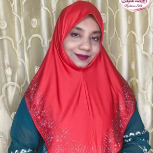 লাল | রেইনস্টোন ওয়ার্ক রেডি হিজাব | কোড: SM53