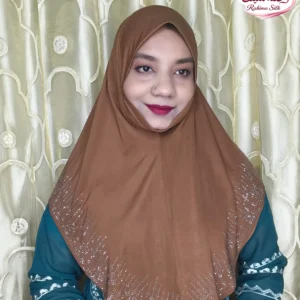 কফি ব্রাউন রেইনস্টোন ওয়ার্ক হিজাব SM06